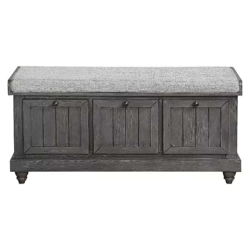 Banc Ottoman Rétro avec Siège Rembourré Relevable et Rangement, Banc de Rangement en Bois Massif pour Chambre, Entrée