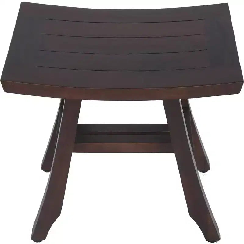 HomeRoots 18 Dark Brown Teak Rectangular Shower Bench