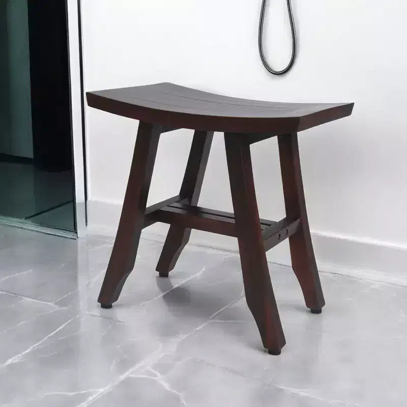 Banc de douche rectangulaire en teck, marron foncé, 18 po.