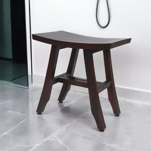 Banc de douche rectangulaire en teck, marron foncé, 18 po.