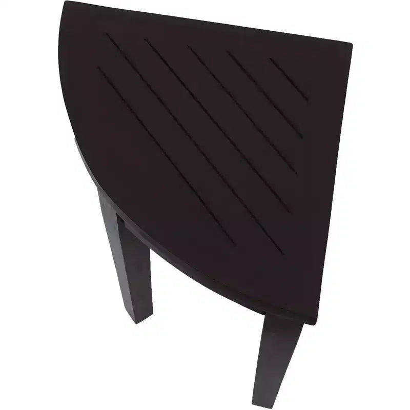 HomeRoots Compact Teak Corner Shower Or Outdoor Bench With Shelf In Brown Finish