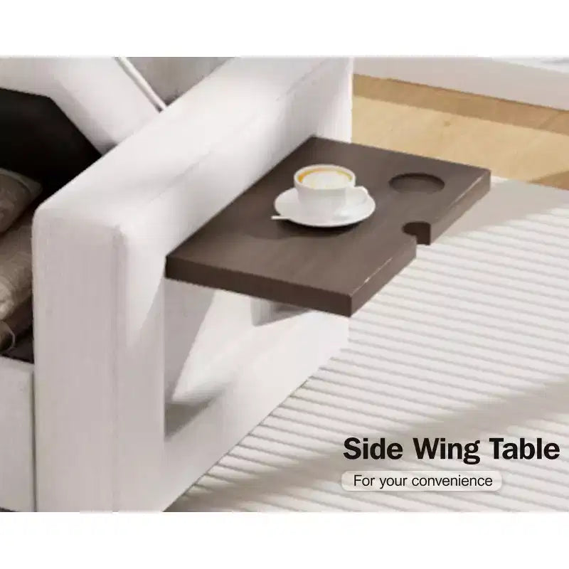 Canapé convertible avec lit gigogne/dossier inclinable/ports USB/table/lumière LED/siège de rangement, grand canapé d'angle en U 8 places