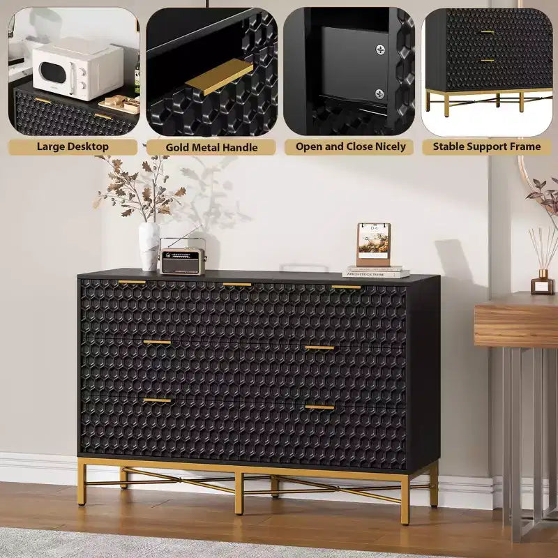 Commode à 7 tiroirs pour chambre à coucher, commode de rangement moderne et simple pour placard avec plateau large, commode haute en bois
