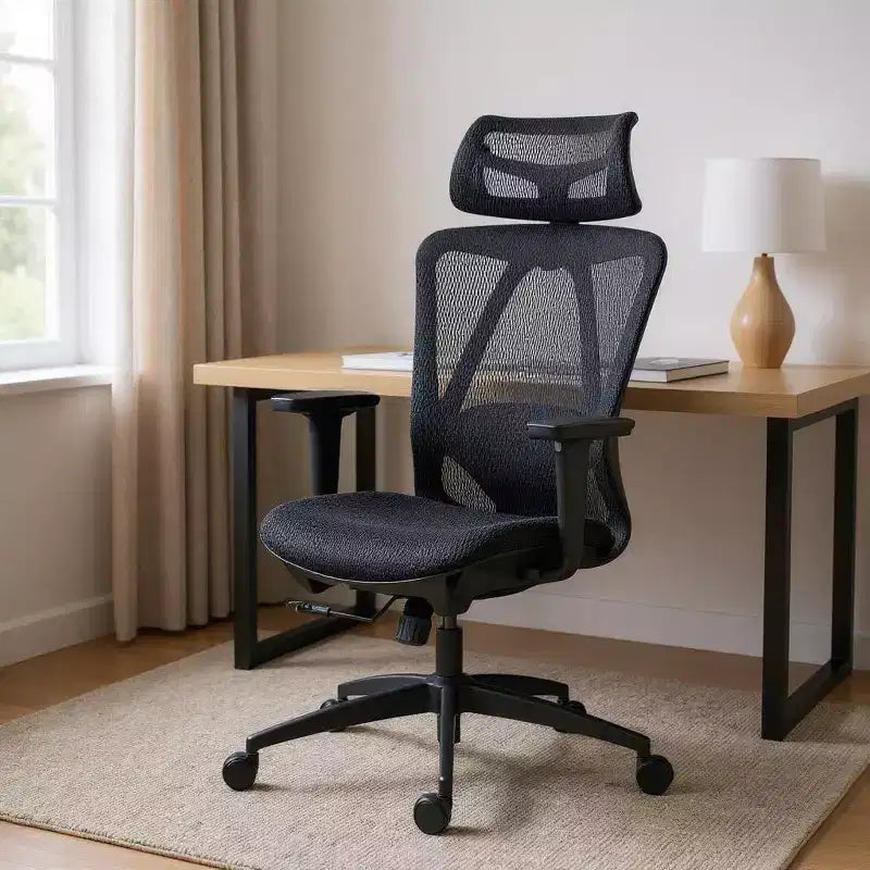 Chaise de bureau pivotante à roulettes réglable en hauteur noire