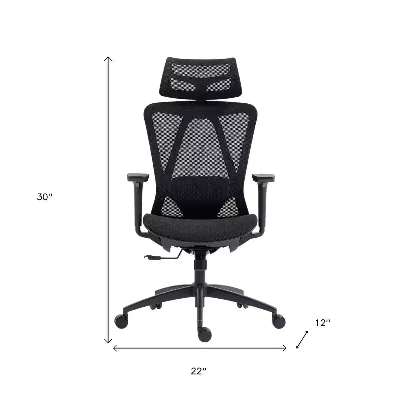Chaise de bureau pivotante à roulettes réglable en hauteur noire