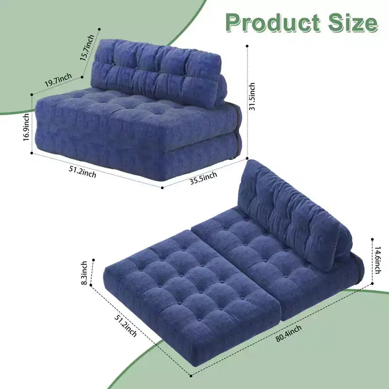 Canapé-lit pliable, canapé-futon, canapé-lit pliable pour salon, fauteuil convertible avec oreiller matelas pliable et soutien dorsal