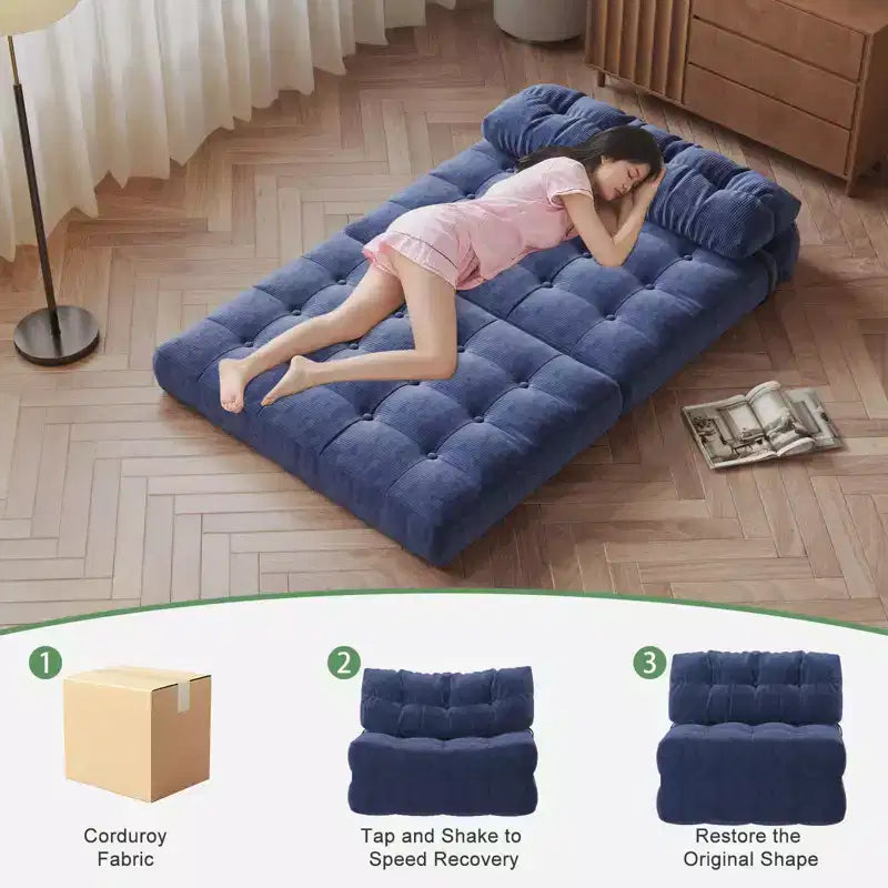 Canapé-lit pliable, canapé-futon, canapé-lit pliable pour salon, fauteuil convertible avec oreiller matelas pliable et soutien dorsal