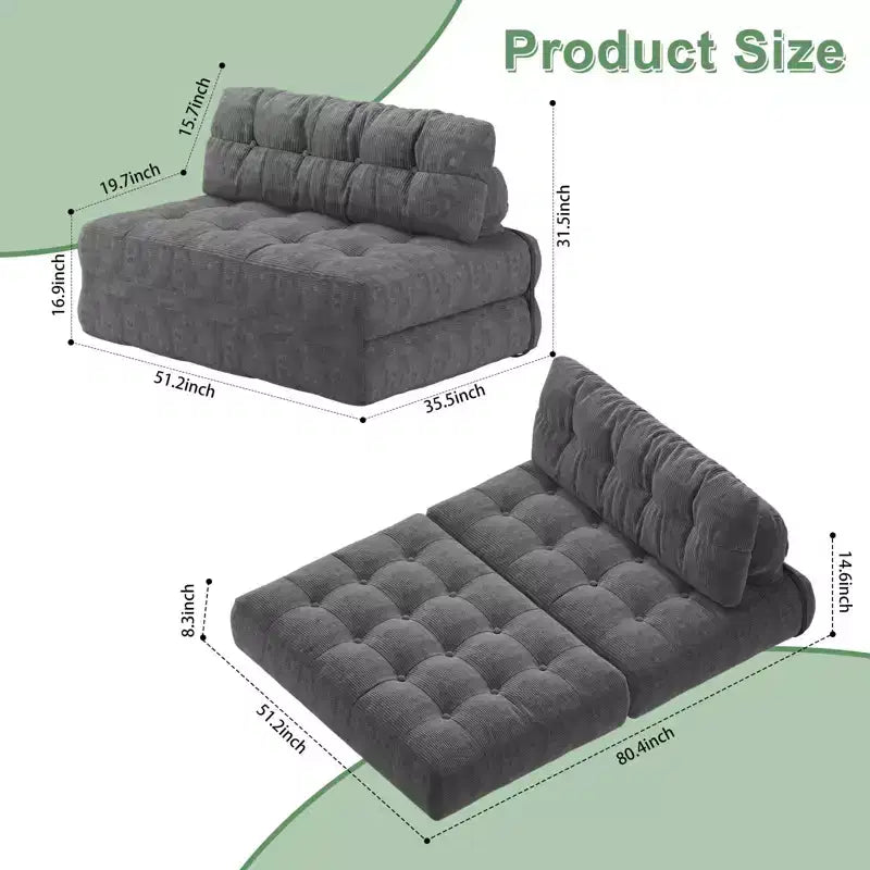 Canapé-lit pliable, canapé-futon, canapé-lit pliable pour salon, fauteuil convertible avec oreiller matelas pliable et soutien dorsal