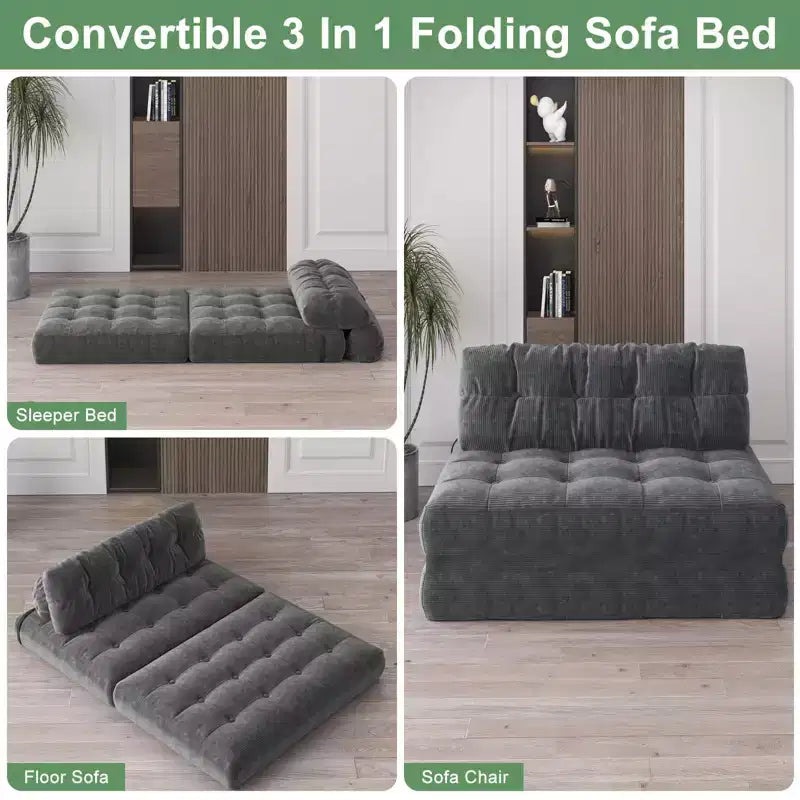 Canapé-lit pliable, canapé-futon, canapé-lit pliable pour salon, fauteuil convertible avec oreiller matelas pliable et soutien dorsal