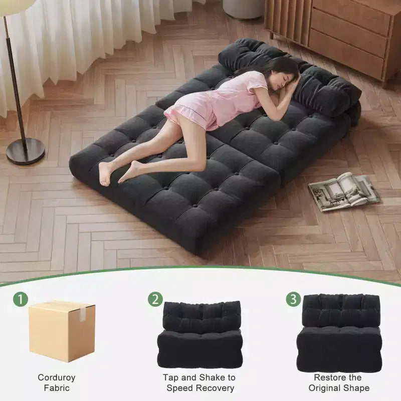 Canapé-lit pliable, canapé-futon, canapé-lit pliable pour salon, fauteuil convertible avec oreiller matelas pliable et soutien dorsal