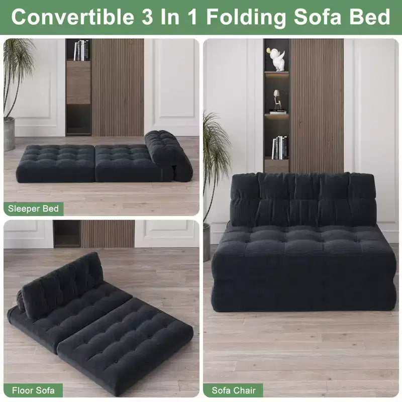 Canapé-lit pliable, canapé-futon, canapé-lit pliable pour salon, fauteuil convertible avec oreiller matelas pliable et soutien dorsal