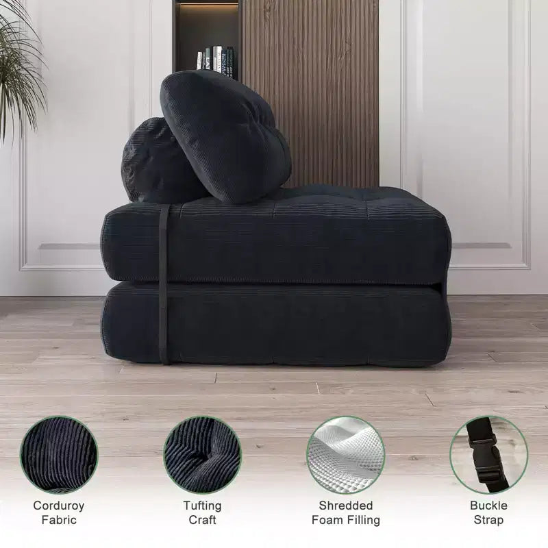 Canapé-lit pliable, canapé-futon, canapé-lit pliable pour salon, fauteuil convertible avec oreiller matelas pliable et soutien dorsal
