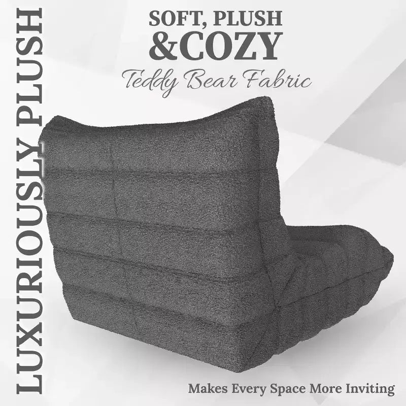 Fauteuil d'appoint moderne - Fauteuil rembourré confortable avec coussin haute densité et mousse moelleuse - Chaise de canapé élégante pour salon ou chambre à coucher - Gris Teddy