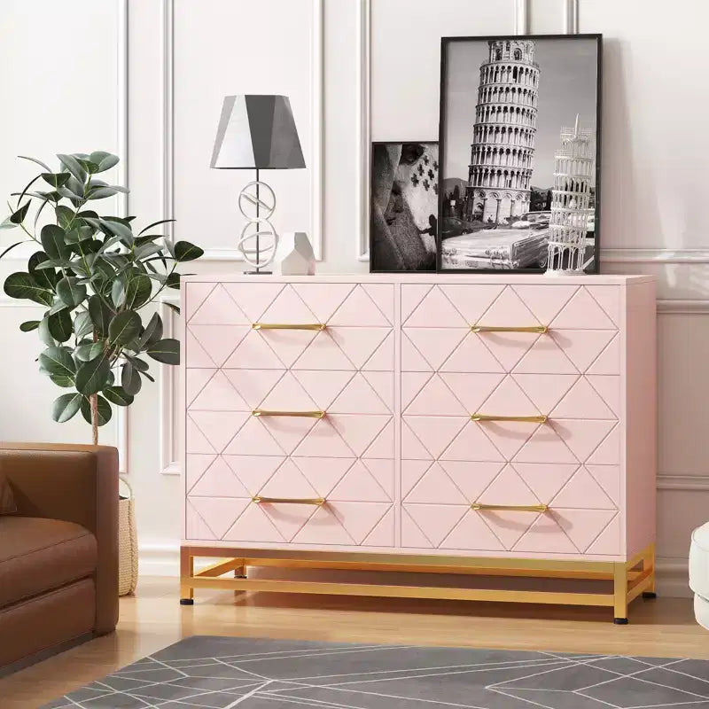 Commode haute à 6 tiroirs – Rangement peu encombrant avec tiroirs à fermeture douce et kit anti-basculement
