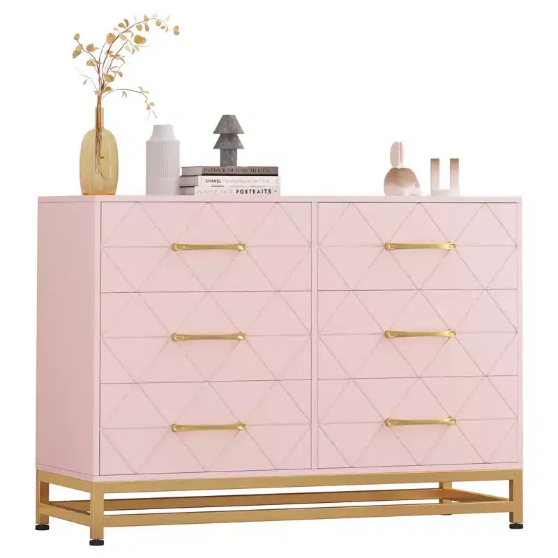 Commode haute à 6 tiroirs – Rangement peu encombrant avec tiroirs à fermeture douce et kit anti-basculement