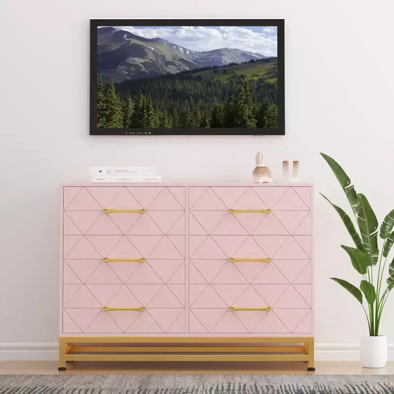 Commode haute à 6 tiroirs – Rangement peu encombrant avec tiroirs à fermeture douce et kit anti-basculement