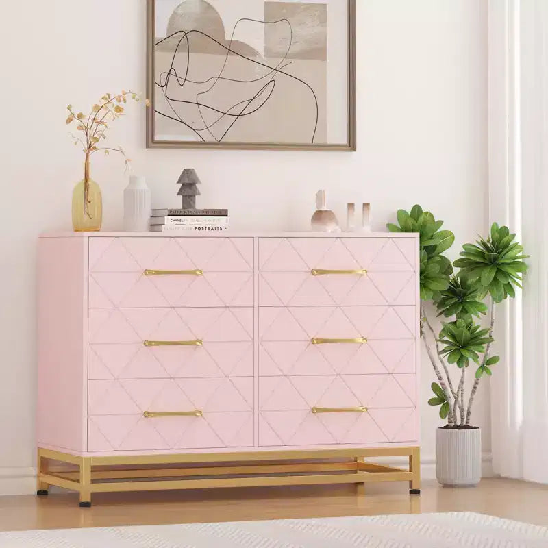Commode haute à 6 tiroirs – Rangement peu encombrant avec tiroirs à fermeture douce et kit anti-basculement