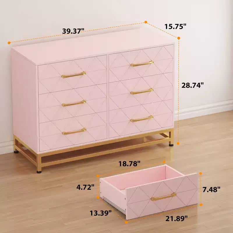 Commode haute à 6 tiroirs – Rangement peu encombrant avec tiroirs à fermeture douce et kit anti-basculement