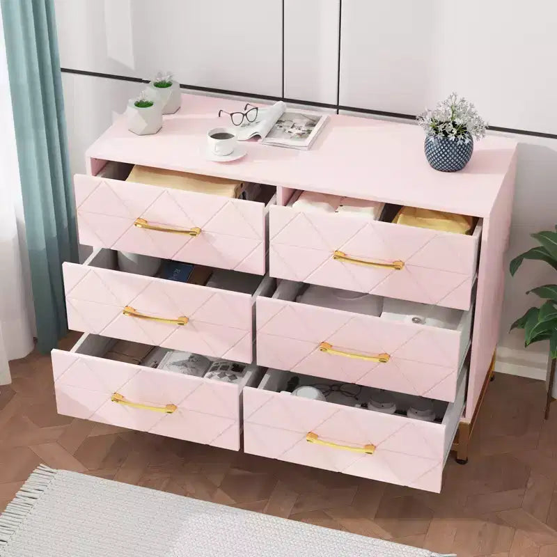 Commode haute à 6 tiroirs – Rangement peu encombrant avec tiroirs à fermeture douce et kit anti-basculement