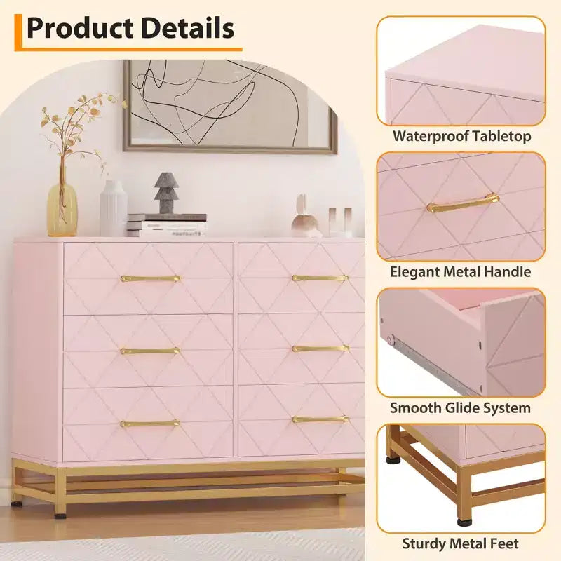 Commode haute à 6 tiroirs – Rangement peu encombrant avec tiroirs à fermeture douce et kit anti-basculement