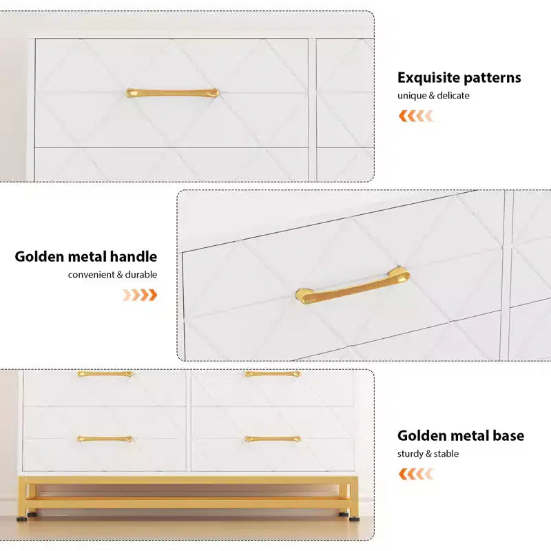 Commode haute à 6 tiroirs – Rangement peu encombrant avec tiroirs à fermeture douce et kit anti-basculement