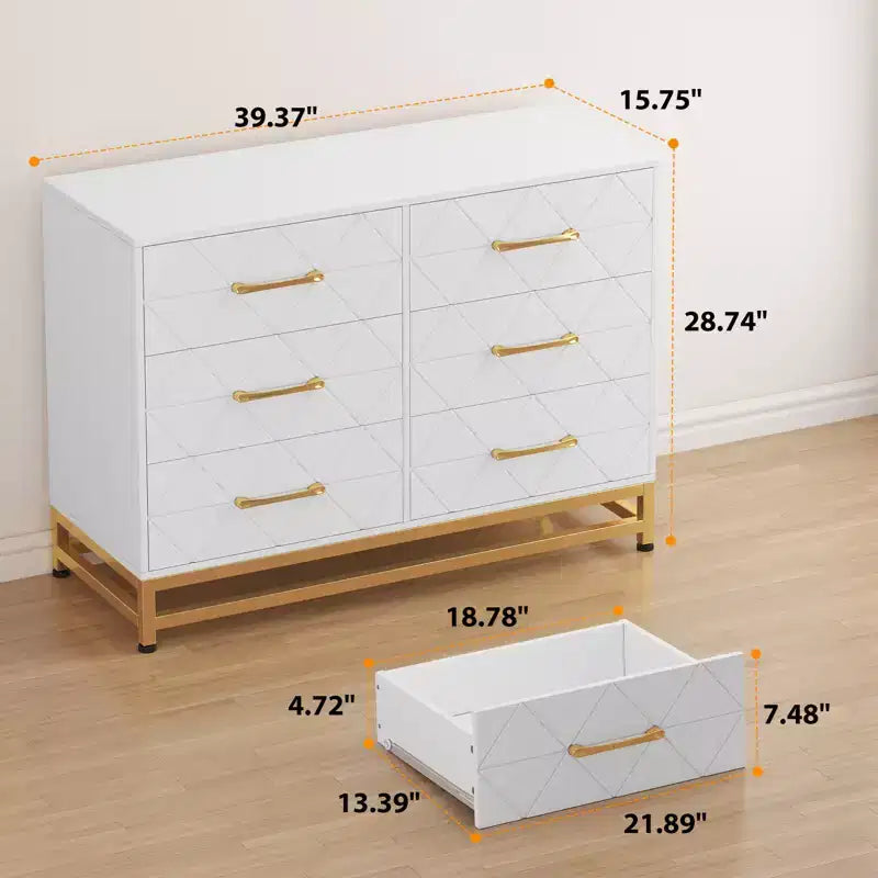 Commode haute à 6 tiroirs – Rangement peu encombrant avec tiroirs à fermeture douce et kit anti-basculement