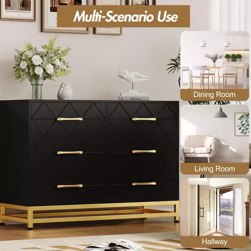 Commode haute à 6 tiroirs – Rangement peu encombrant avec tiroirs à fermeture douce et kit anti-basculement