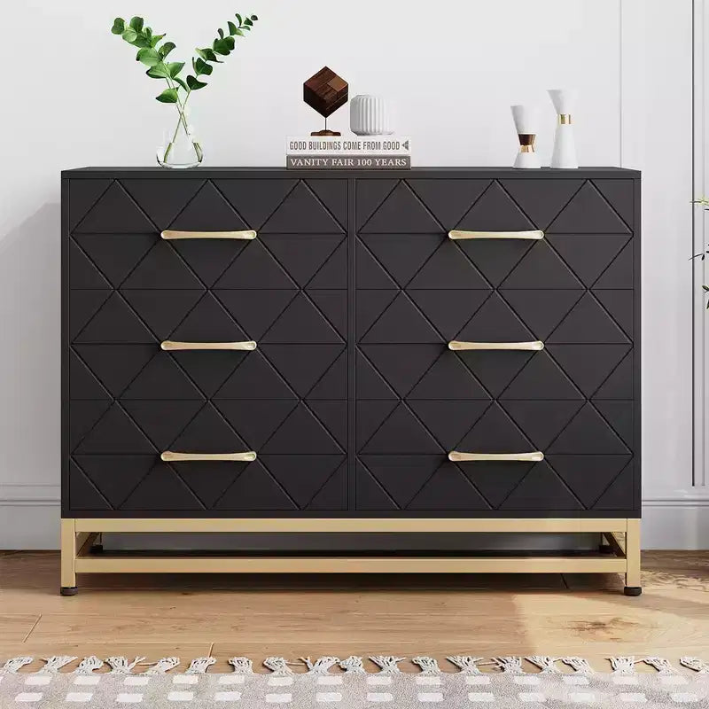 Commode haute à 6 tiroirs – Rangement peu encombrant avec tiroirs à fermeture douce et kit anti-basculement
