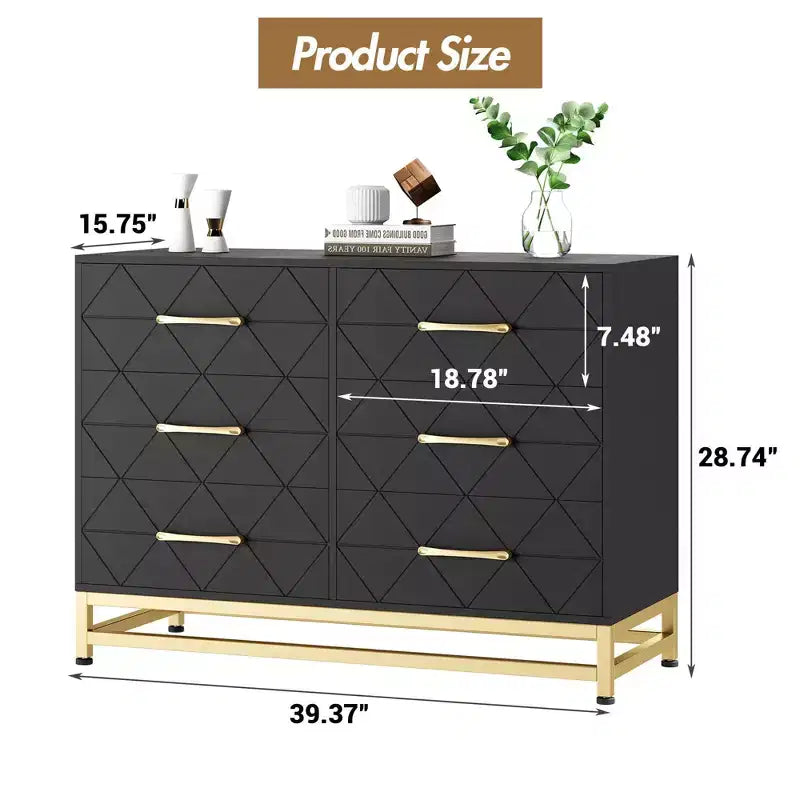 Commode haute à 6 tiroirs – Rangement peu encombrant avec tiroirs à fermeture douce et kit anti-basculement