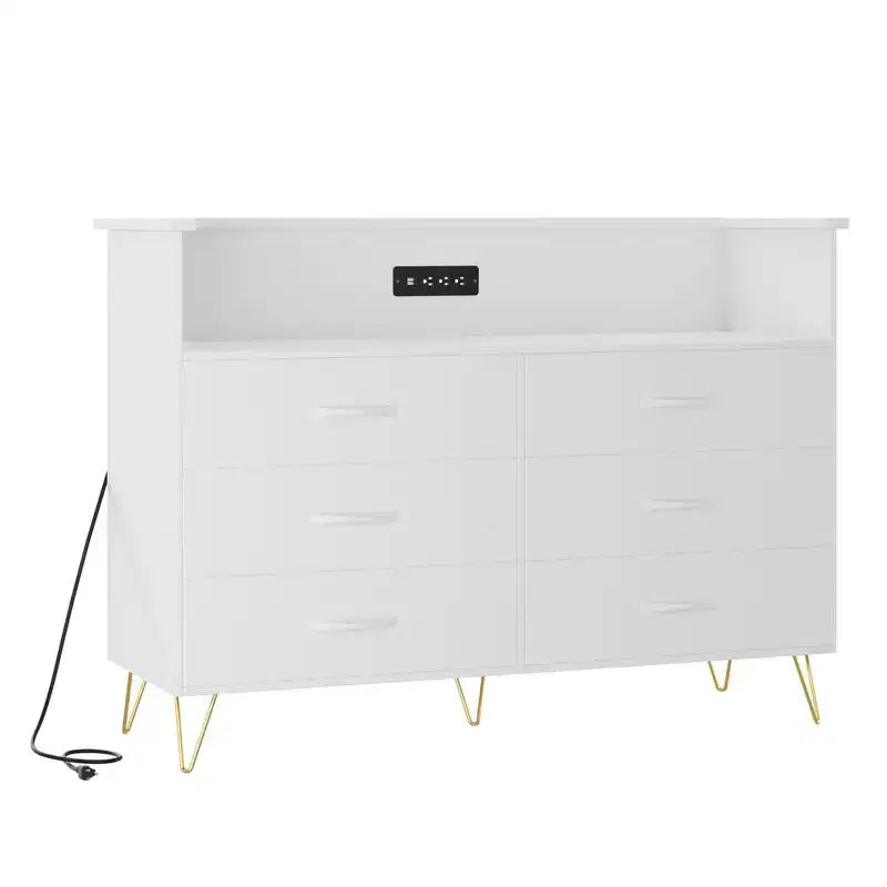 Commode à 6 tiroirs - Armoire de rangement moderne avec fonction meuble TV