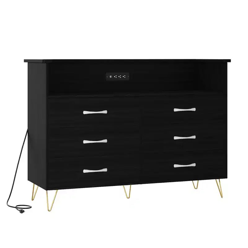 Commode à 6 tiroirs - Armoire de rangement moderne avec fonction meuble TV