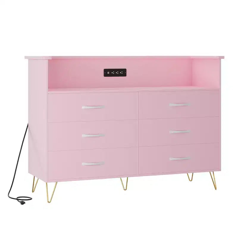 Commode à 6 tiroirs - Armoire de rangement moderne avec fonction meuble TV