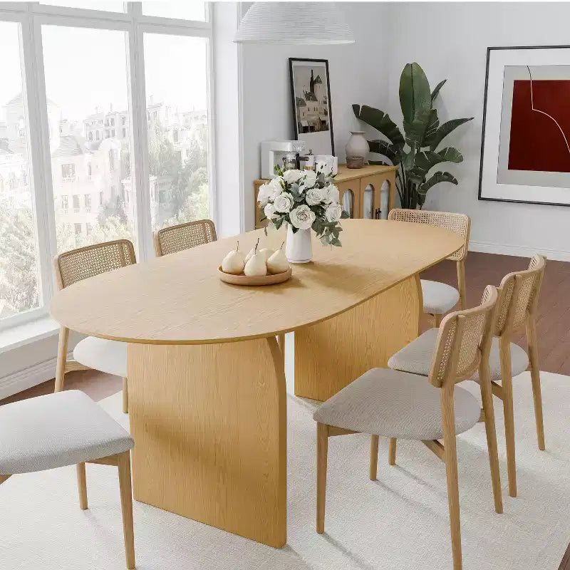 Table à manger ovale noire de style ferme de 67 po pour 4 à 6 personnes avec pieds de table arqués ronds pour salle à manger et salon