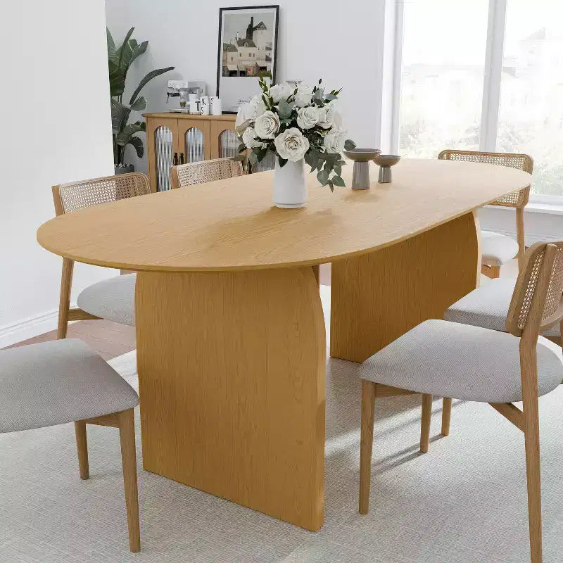 Table à manger ovale noire de style ferme de 67 po pour 4 à 6 personnes avec pieds de table arqués ronds pour salle à manger et salon