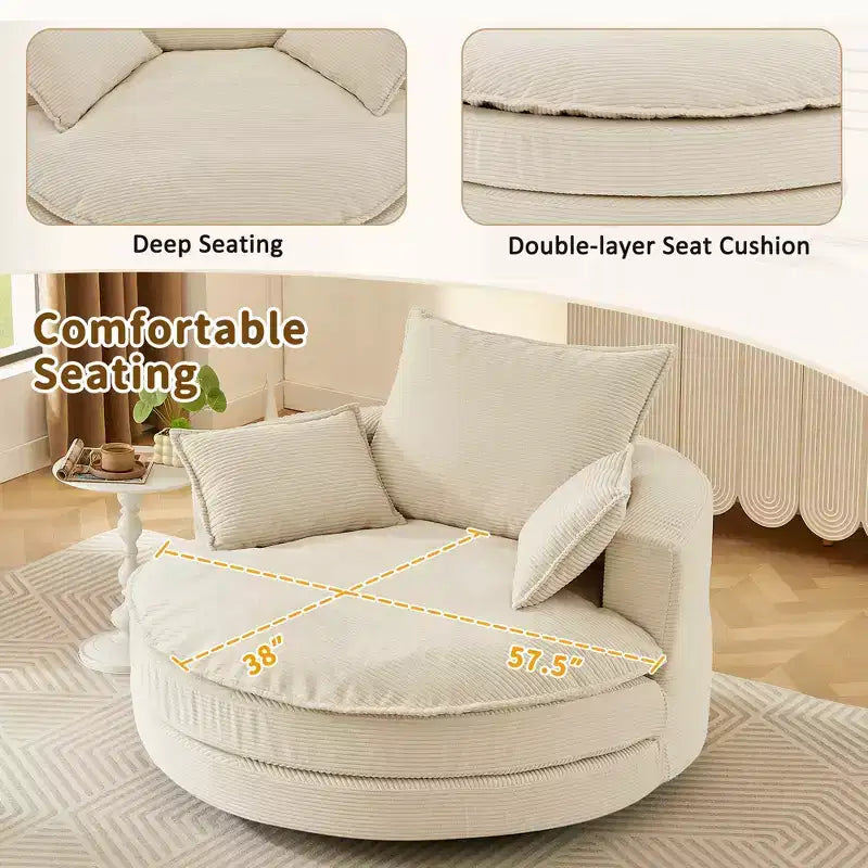 Fauteuil pivotant à 360° avec coussin double épaisseur