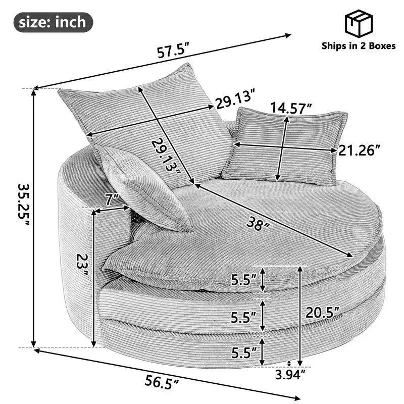 Fauteuil pivotant à 360° avec coussin double épaisseur