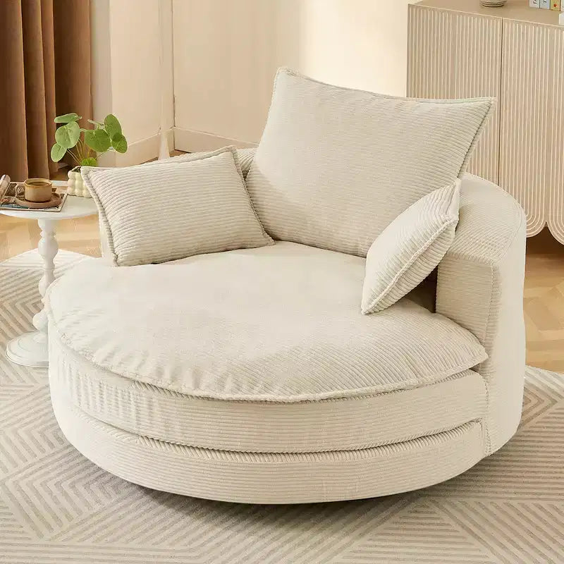 Merax 360 Swivel Barrel Chair with Dual-Layer Cushion Design