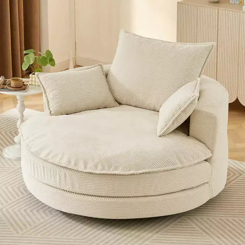Merax 360 Swivel Barrel Chair with Dual-Layer Cushion Design