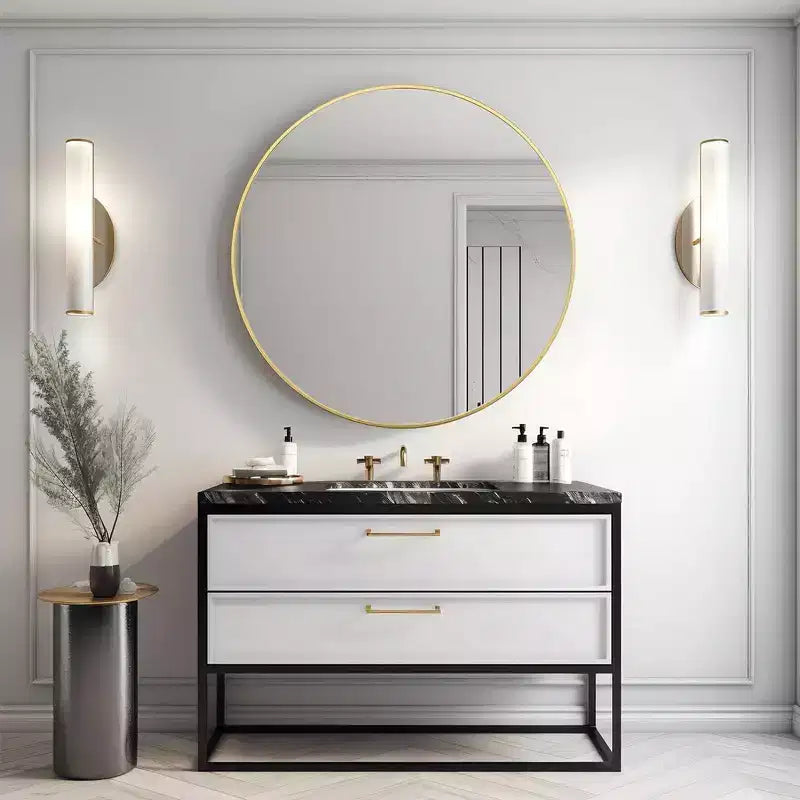 Miroir mural de salle de bain rond de 42 pouces, verre HD premium, cadre en aluminium antirouille