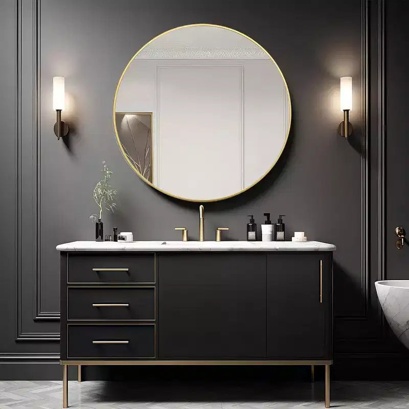Miroir mural de salle de bain rond de 42 pouces, verre HD premium, cadre en aluminium antirouille