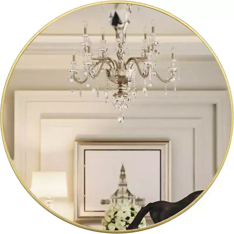 Miroir mural de salle de bain rond de 42 pouces, verre HD premium, cadre en aluminium antirouille
