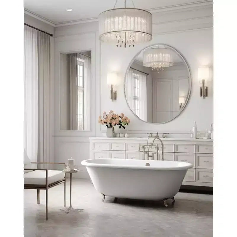 Miroir mural de salle de bain rond de 42 pouces, verre HD premium, cadre en aluminium antirouille