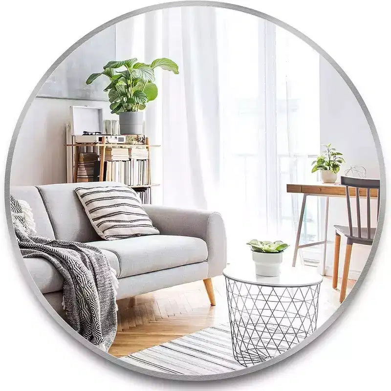 Miroir mural de salle de bain rond de 42 pouces, verre HD premium, cadre en aluminium antirouille