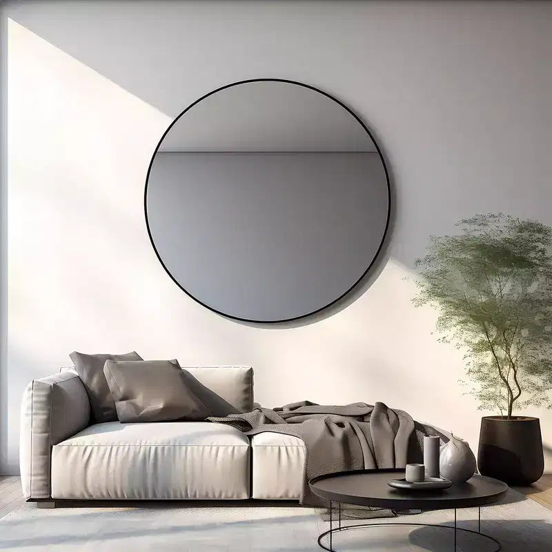 Miroir mural de salle de bain rond de 42 pouces, verre HD premium, cadre en aluminium antirouille
