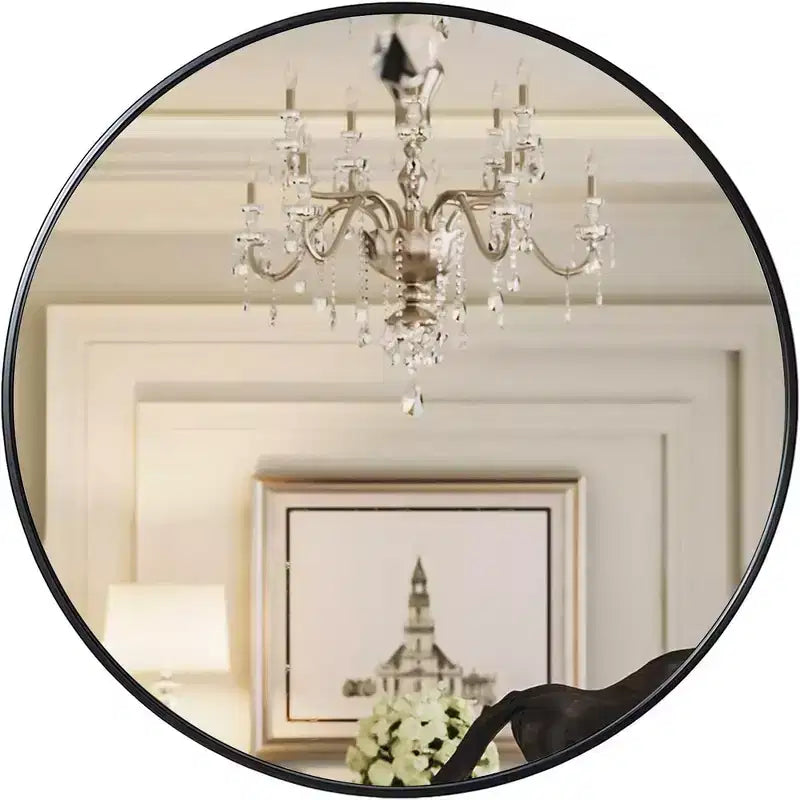 Miroir mural de salle de bain rond de 42 pouces, verre HD premium, cadre en aluminium antirouille