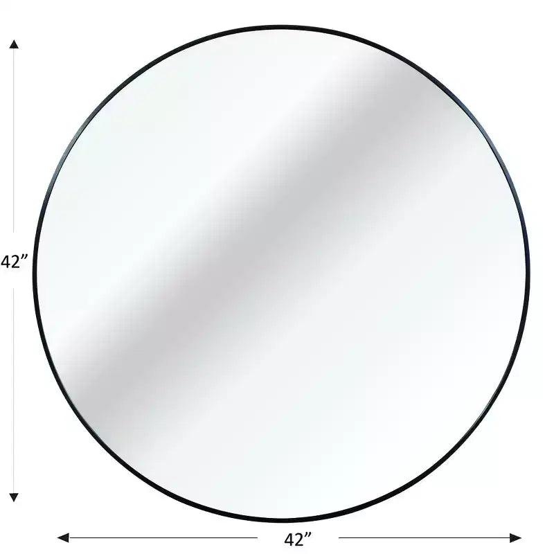 Miroir mural de salle de bain rond de 42 pouces, verre HD premium, cadre en aluminium antirouille