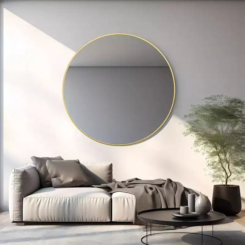 Miroir mural de salle de bain rond de 42 pouces, verre HD premium, cadre en aluminium antirouille