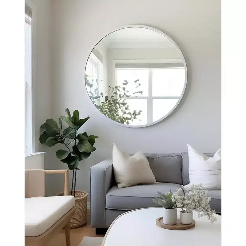 Miroir mural de salle de bain rond de 42 pouces, verre HD premium, cadre en aluminium antirouille