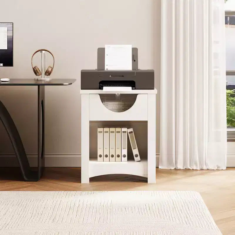 Table de nuit avec station de recharge, table d'appoint moderne à LED avec tiroir pour chambre et salon, blanc lumineux