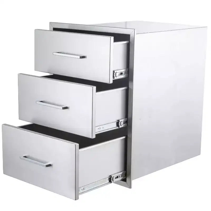 Tiroirs de cuisine extérieure, tiroir de barbecue en acier inoxydable, encastré pour îlot de cuisine extérieure et îlots de barbecue, silencieux, entièrement assemblé
